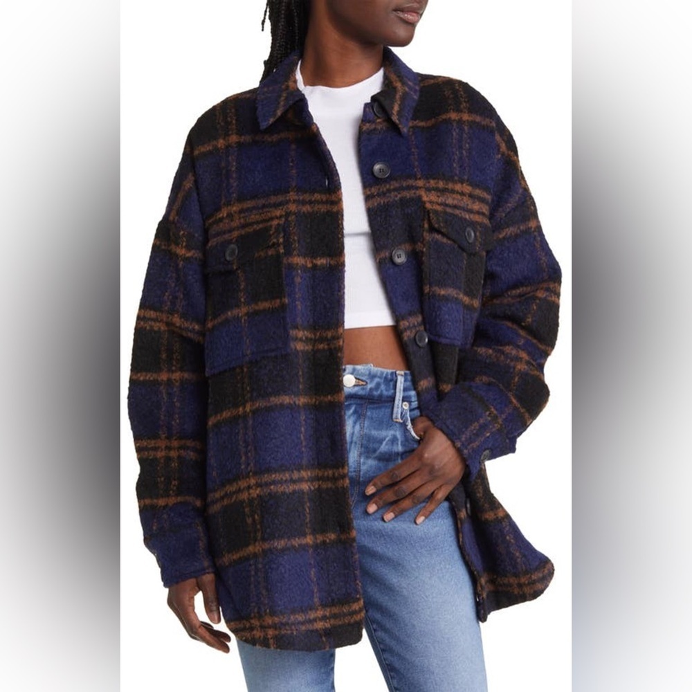 NWT Good American women’s plaid oversized shacket size 5/6 - Picture 5 of 15